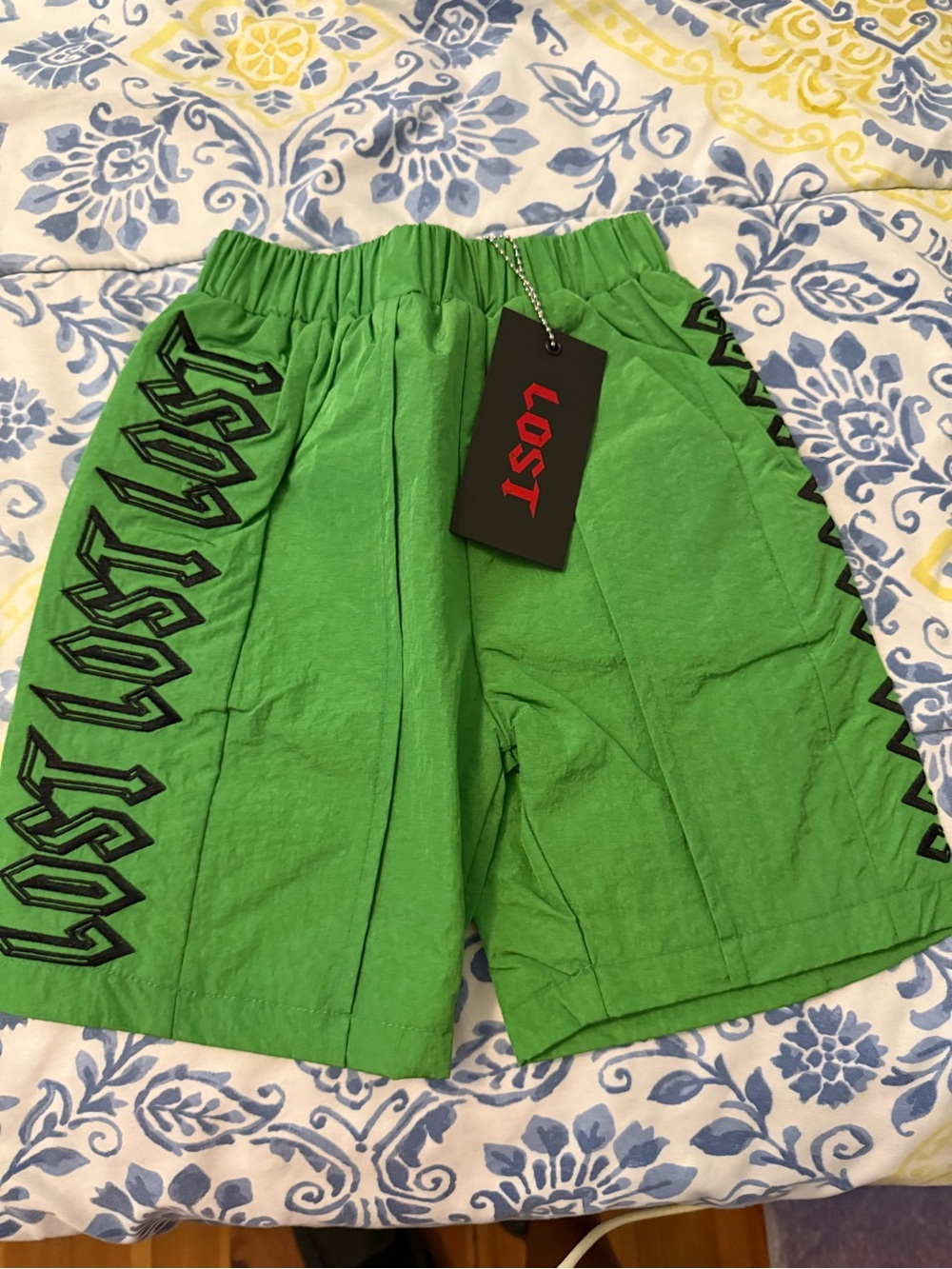 Lost Intricacy Loda Size 4 Green Athletic Shorts with Black Logo